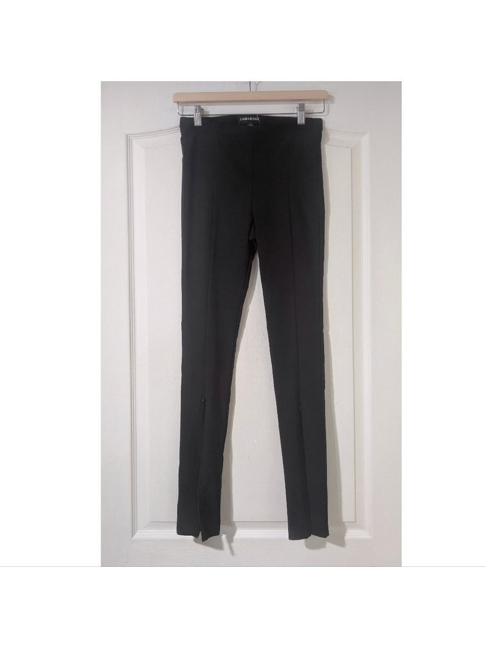 New! LAMARQUE | High Rise Seamed Ponte Ankle Zip Pants In Black